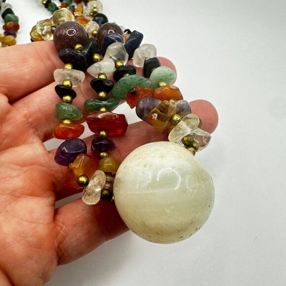 18” Multi-gemstone statement necklace with gold/brass tone accents! - Picture 7 of 11